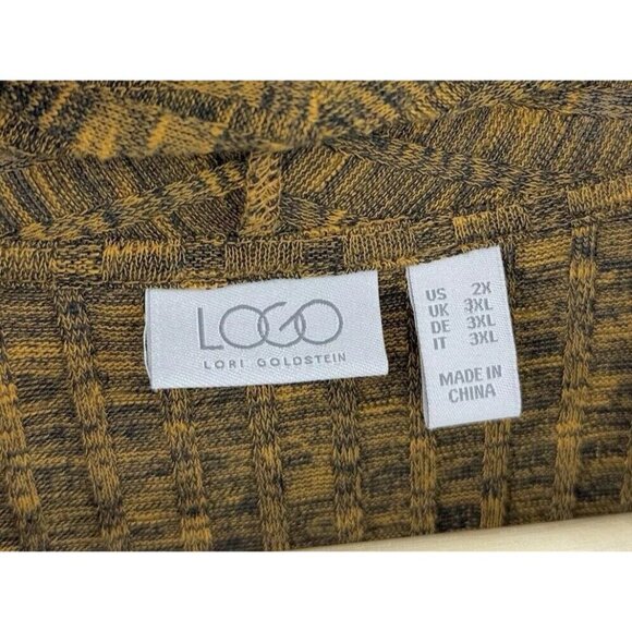 LOGO Lori Goldstein Marled Yellow Waterfall Ribbed Knit Sleeveless Vest Sz 2x - Picture 3 of 10